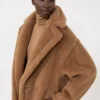Kort Teddy Bear Icon Coat, kamel