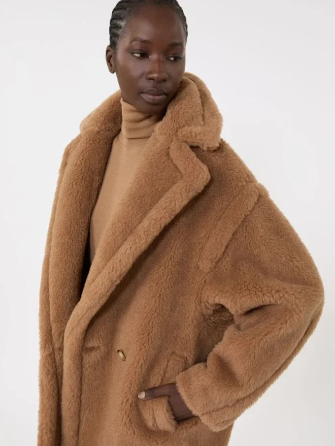 Kort Teddy Bear Icon Coat, kamel