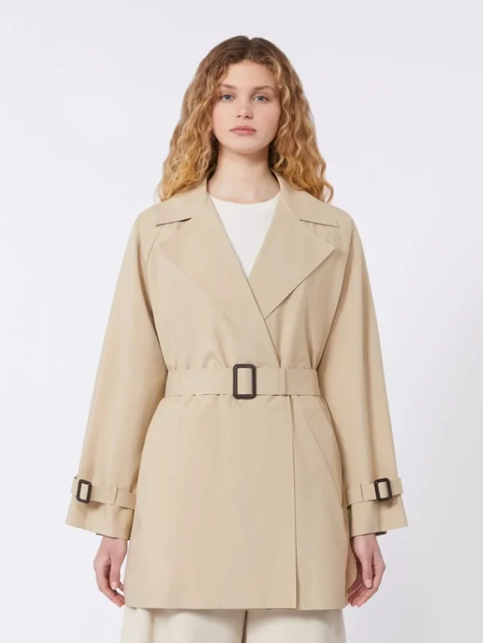 Kort trenchcoat i vattenavvisande canvas, beige Kort trenchcoat i vattenavvisande canvas, beige