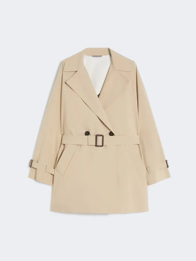 Kort trenchcoat i vattenavvisande canvas, beige Kort trenchcoat i vattenavvisande canvas, beige