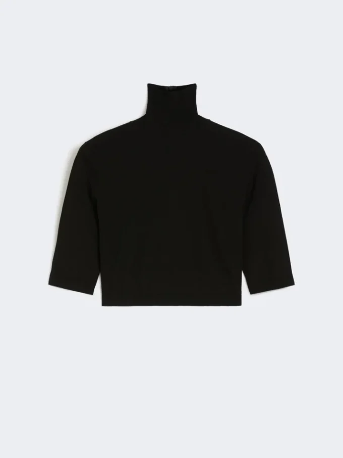 Kort turtleneck i stretchviskos, svart Kort turtleneck i stretchviskos, svart