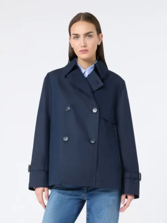 Kort, vattenavvisande trenchcoat i gabardin, marinblå