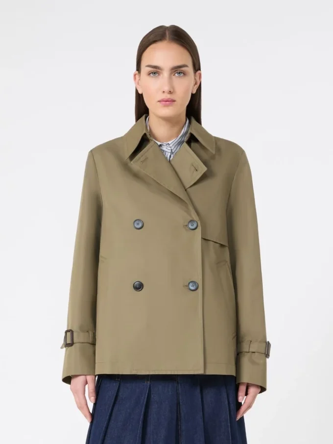 Kort, vattenavvisande trenchcoat i gabardin, mud Kort, vattenavvisande trenchcoat i gabardin, mud