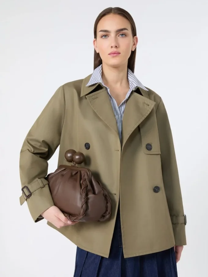 Kort, vattenavvisande trenchcoat i gabardin, mud Kort, vattenavvisande trenchcoat i gabardin, mud
