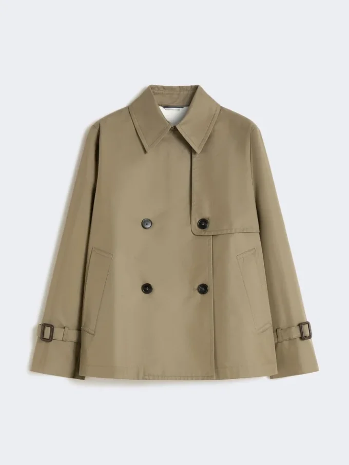 Kort, vattenavvisande trenchcoat i gabardin, mud Kort, vattenavvisande trenchcoat i gabardin, mud