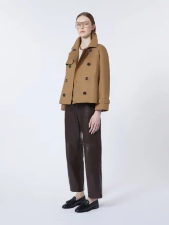 Kort vattenavvisande trenchcoat i twill, brun