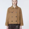 Kort vattenavvisande trenchcoat i twill, brun Kort vattenavvisande trenchcoat i twill, brun