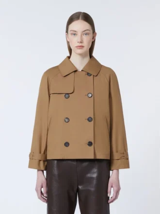 Kort vattenavvisande trenchcoat i twill, brun