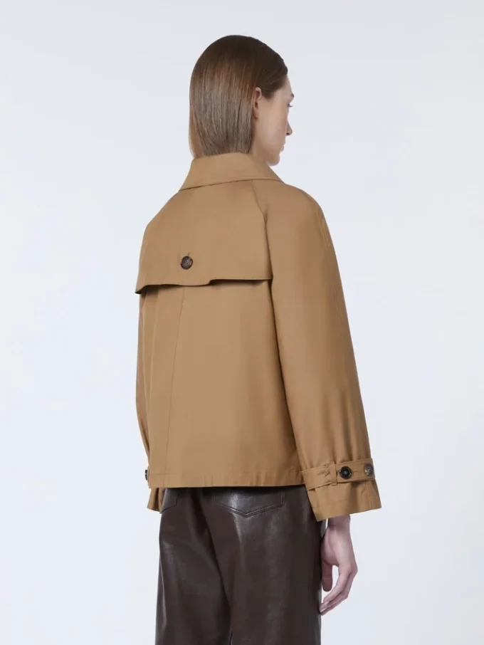 Kort vattenavvisande trenchcoat i twill, brun Kort vattenavvisande trenchcoat i twill, brun