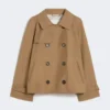 Kort vattenavvisande trenchcoat i twill, brun Kort vattenavvisande trenchcoat i twill, brun