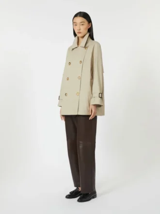 Kort, vattenavvisande trenchcoat i twill, sand