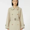 Kort, vattenavvisande trenchcoat i twill, sand Kort, vattenavvisande trenchcoat i twill, sand