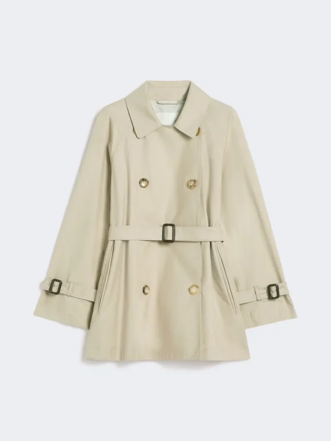 Kort, vattenavvisande trenchcoat i twill, sand Kort, vattenavvisande trenchcoat i twill, sand