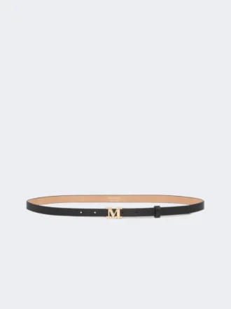 Läderbälte med monogram, svart