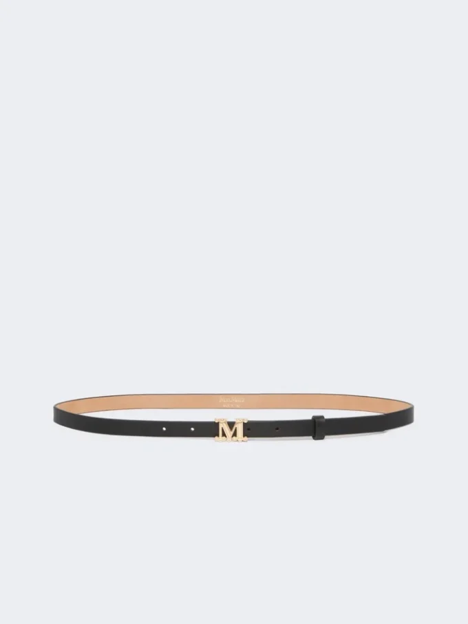 Läderbälte med monogram, svart Läderbälte med monogram, svart