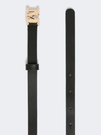 Läderbälte med monogram, svart