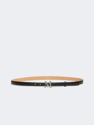 Läderbälte med monogramspänne, svart