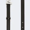 Läderbälte med monogramspänne, svart Läderbälte med monogramspänne, svart