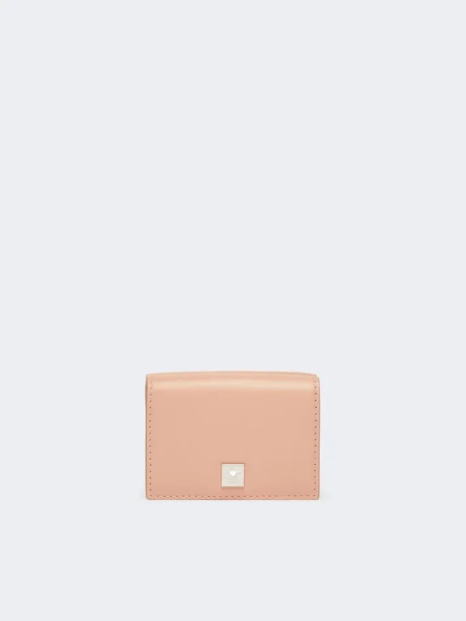 Läderplånbok med tre fack, rosa Läderplånbok med tre fack, rosa