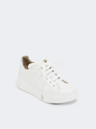 Lädersneakers, optiskt vitt
