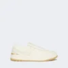 Låga sneakers i tumlat läder, vita Låga sneakers i tumlat läder, vita