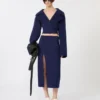 Lång dubbelsidig ullkjol, ultramarin