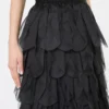 Lång kjol med kronblad i sidenorganza, svart Lång kjol med kronblad i sidenorganza, svart