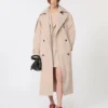 Lång vattenavvisande trenchcoat i twill, beige Lång vattenavvisande trenchcoat i twill, beige