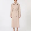 Lång vattenavvisande trenchcoat i twill, beige Lång vattenavvisande trenchcoat i twill, beige