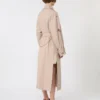 Lång vattenavvisande trenchcoat i twill, beige Lång vattenavvisande trenchcoat i twill, beige