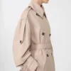 Lång vattenavvisande trenchcoat i twill, beige Lång vattenavvisande trenchcoat i twill, beige
