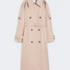 Lång vattenavvisande trenchcoat i twill, beige Lång vattenavvisande trenchcoat i twill, beige