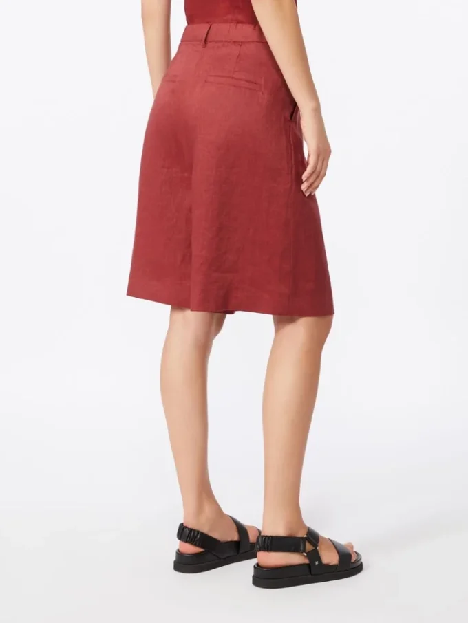 Långa bermudashorts i linne, tegelröd Långa bermudashorts i linne, tegelröd