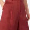 Långa bermudashorts i linne, tegelröd Långa bermudashorts i linne, tegelröd