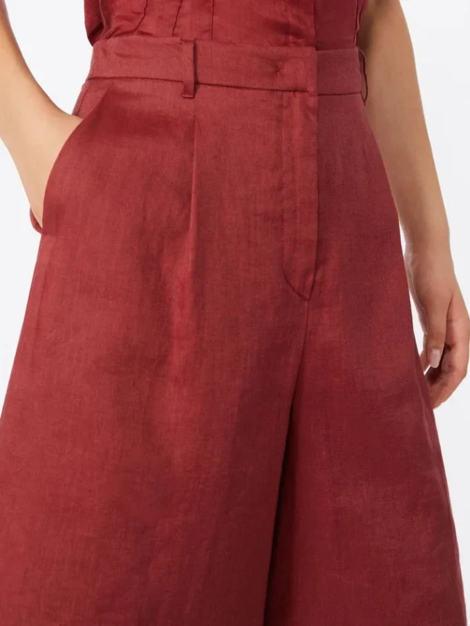 Långa bermudashorts i linne, tegelröd Långa bermudashorts i linne, tegelröd