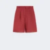 Långa bermudashorts i linne, tegelröd Långa bermudashorts i linne, tegelröd