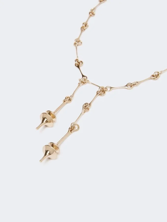 – långt halsband med dubbelt hänge, guld – långt halsband med dubbelt hänge, guld