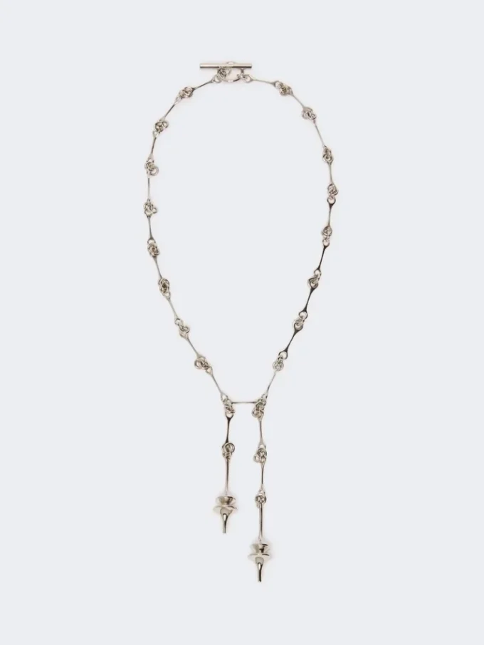 – långt halsband med dubbelt hänge, silver – långt halsband med dubbelt hänge, silver
