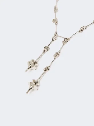 – långt halsband med dubbelt hänge, silver