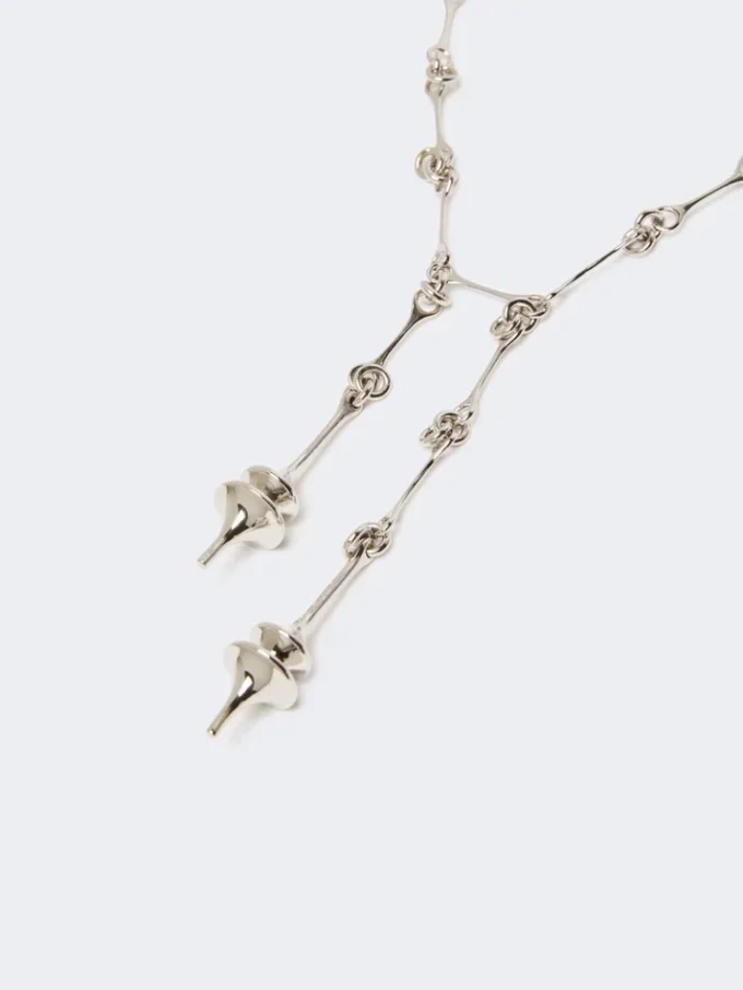 – långt halsband med dubbelt hänge, silver – långt halsband med dubbelt hänge, silver