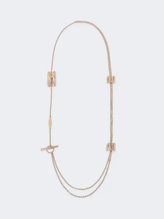 Långt halsband med monogramdetaljer, elfenben