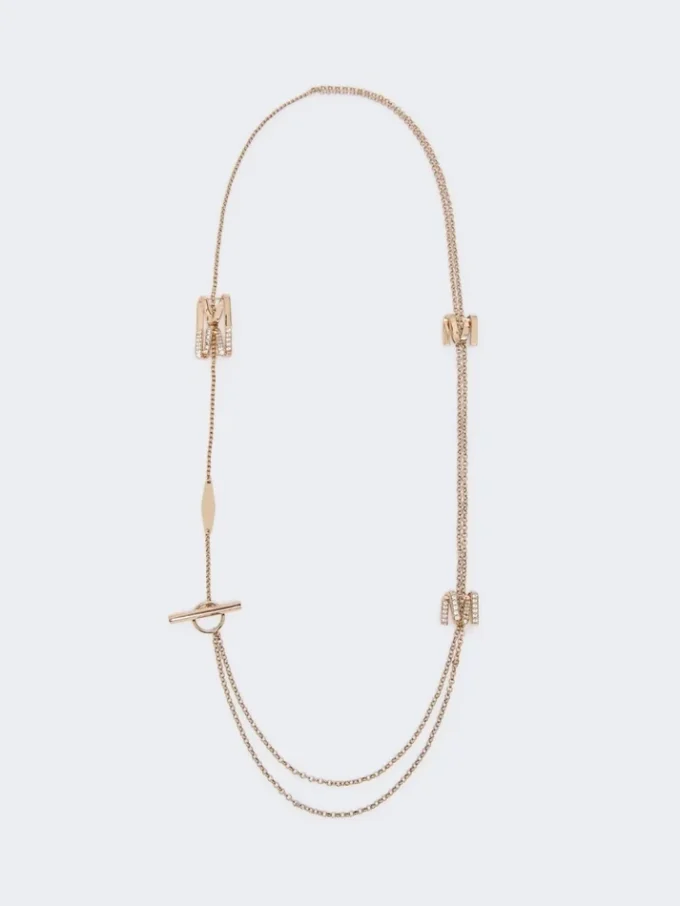 Långt halsband med monogramdetaljer, elfenben Långt halsband med monogramdetaljer, elfenben