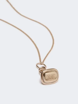 Långt halsband med stämpelhänge, guld
