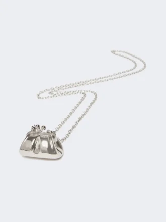 Långt halsband med stor pasticcino-väska-berlock, silver Långt halsband med stor pasticcino-väska-berlock, silver
