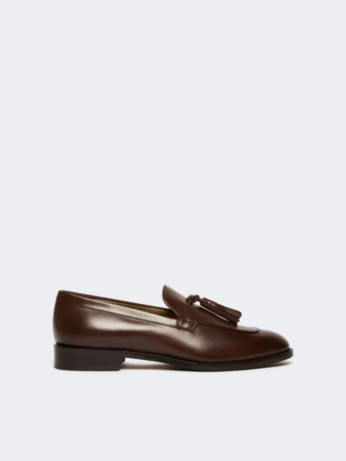 Loafers i läder med tofsar, kakaofärgade Loafers i läder med tofsar, kakaofärgade