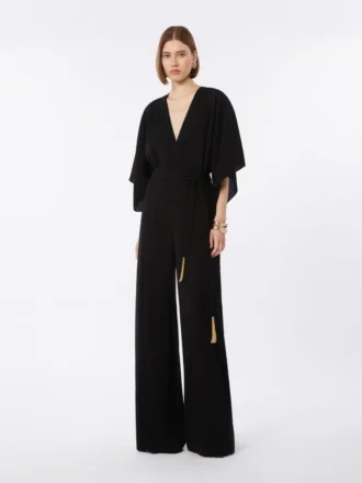 Lätt jumpsuit i cady, svart