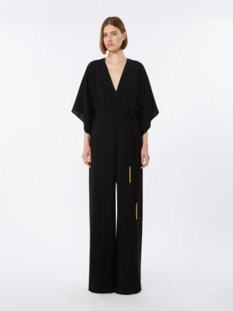 Lätt jumpsuit i cady, svart