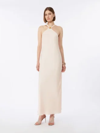 Lätt satinklänning, beige-rosa
