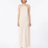 Lätt satinklänning, beige-rosa