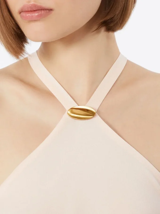 Lätt satinklänning, beige-rosa